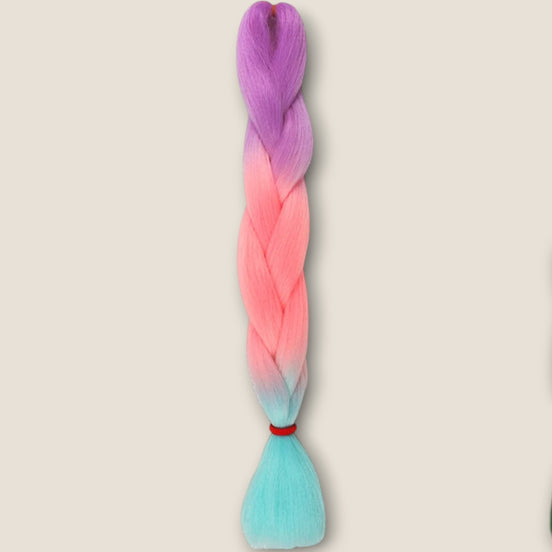 Glow in the Dark invlechthaar lila roze aqua op beige achtergrond