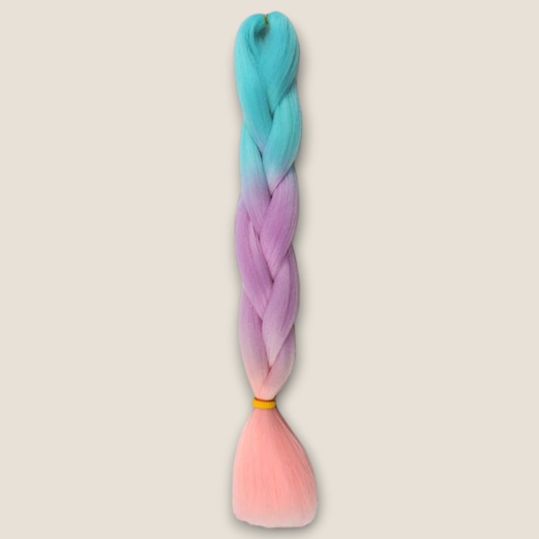 Glow in the Dark invlechthaar aqua lila roze op beige achtergrond