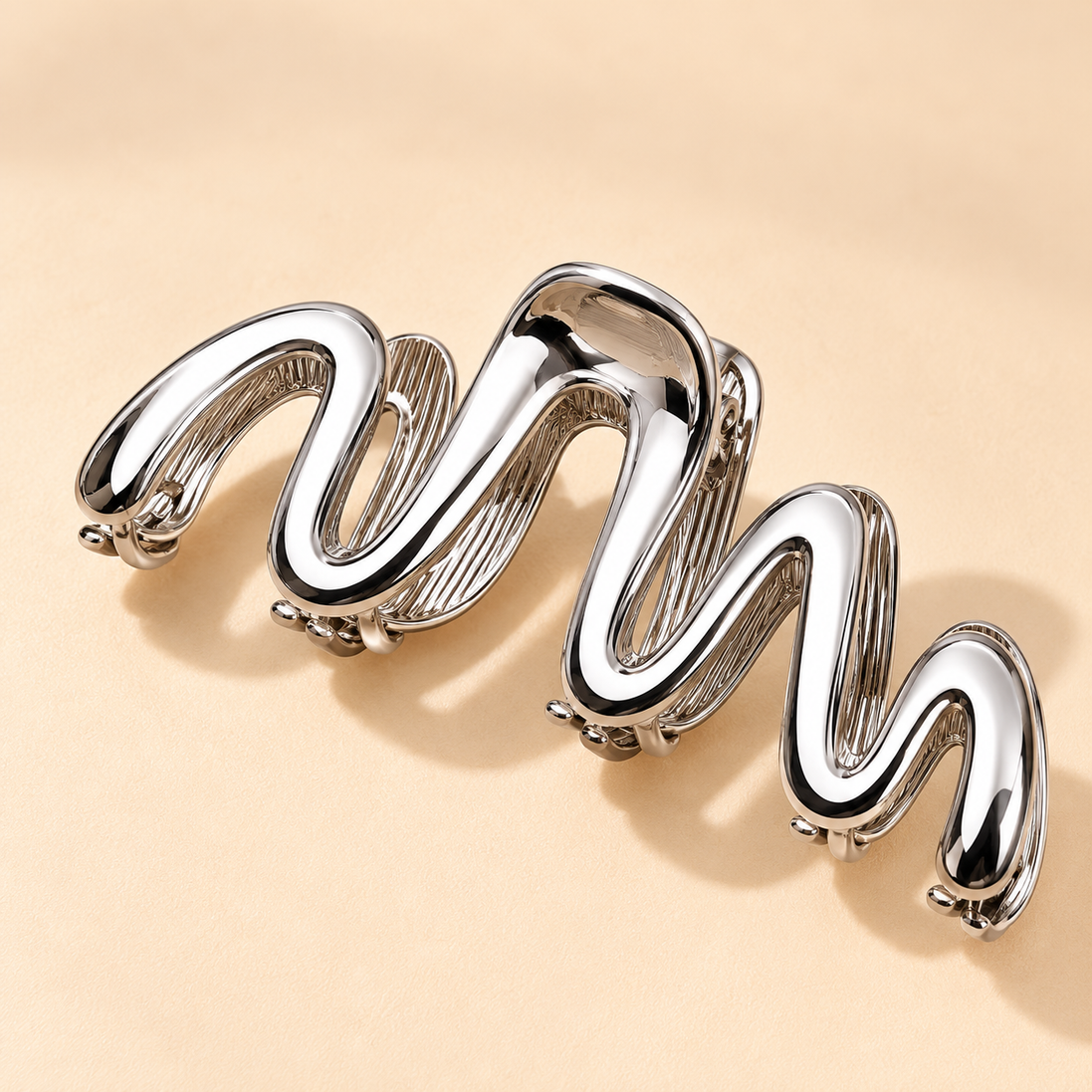 Golvende Haarklem – Zilver – De HaarBoetiek