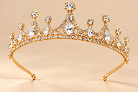 Gouden Kroon Diadeem met Witte Strass – De HaarBoetiek