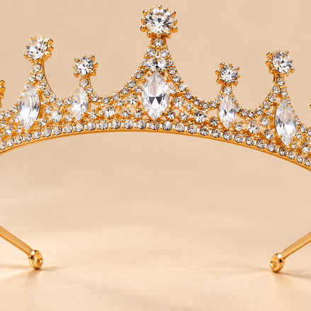 Gouden Kroon Diadeem met Witte Strass – De HaarBoetiek