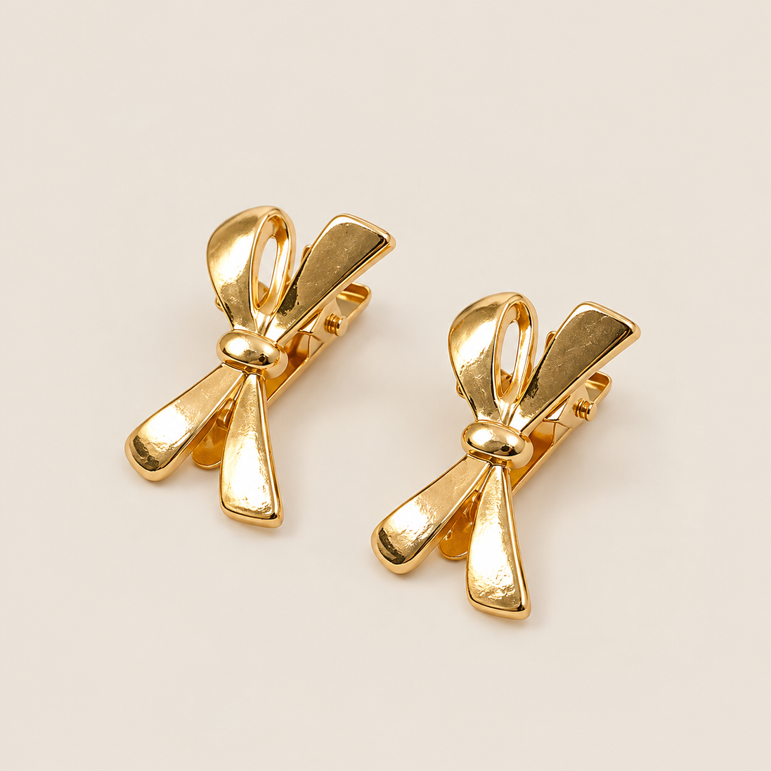 Gouden Strik Haarclips – Set van 2 – De HaarBoetiek
