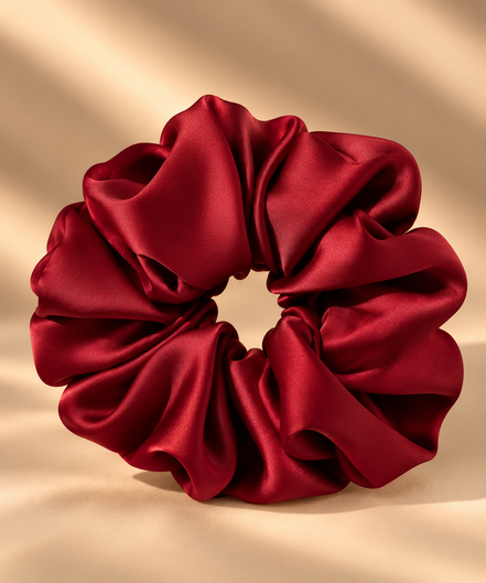 Grote satijnen scrunchie bordeaux rood - De HaarBoetiek