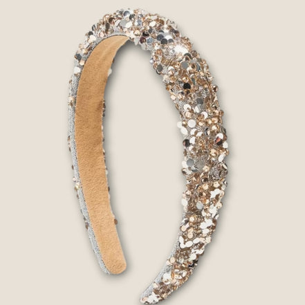 Haarband met glinsterende decoratie – Champagne – De HaarBoetiek