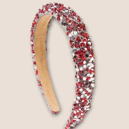 Haarband met glinsterende decoratie – Rood – De HaarBoetiek