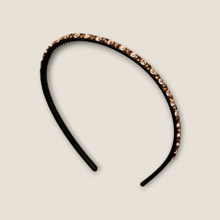 Smalle strass haarband – Champagne & bruin – De HaarBoetiek