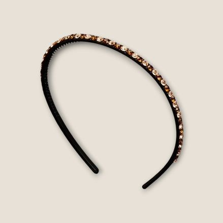 Smalle strass haarband – Champagne & bruin – De HaarBoetiek