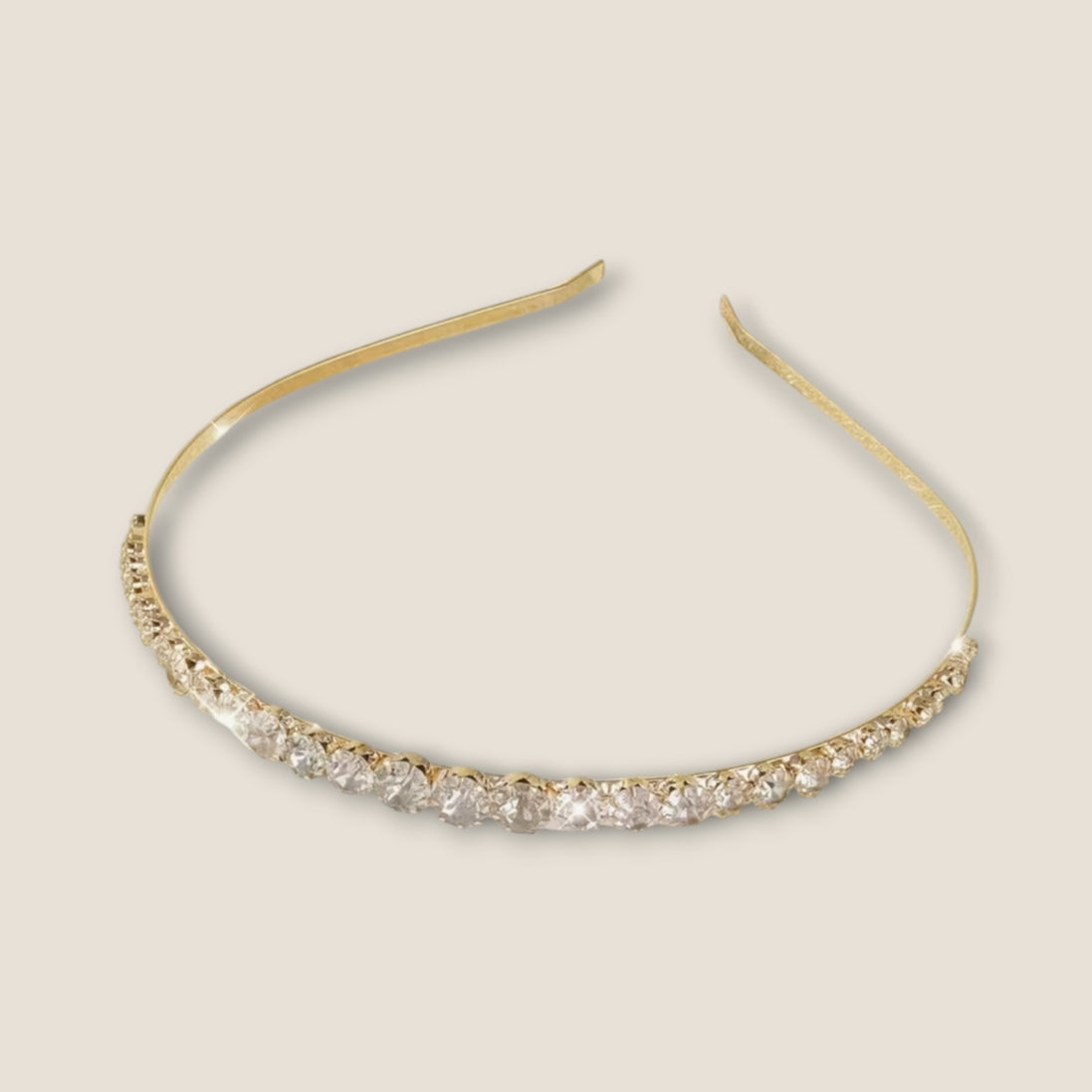 Goudkleurige strass diadeem – Heldere stenen – De HaarBoetiek