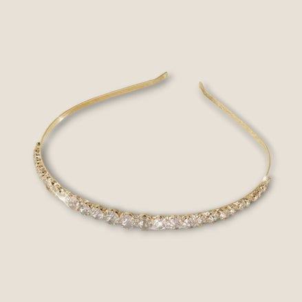 Goudkleurige strass diadeem – Heldere stenen – De HaarBoetiek