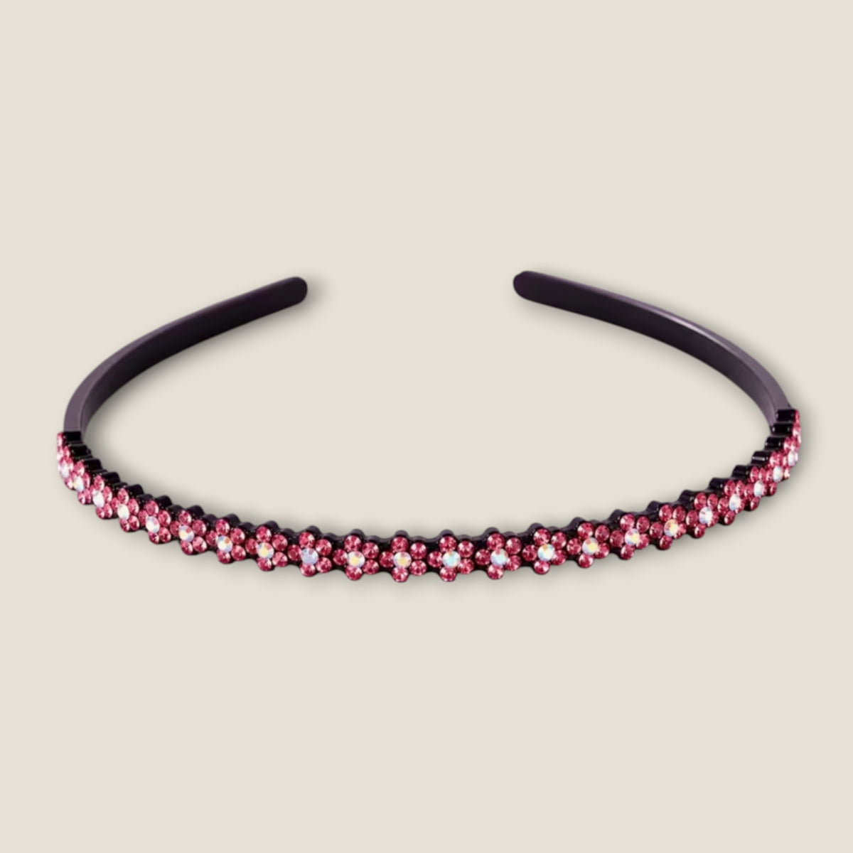 Haarband met strass bloemetjes – Roze – De HaarBoetiek