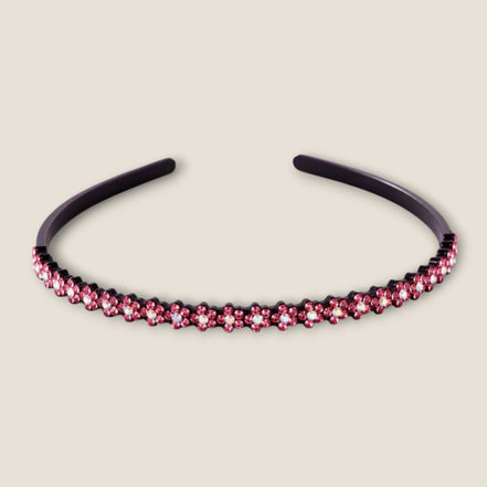 Haarband met strass bloemetjes – Roze – De HaarBoetiek