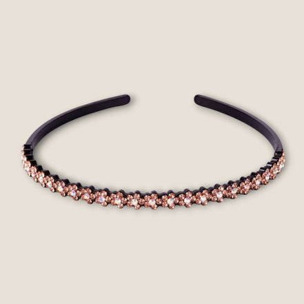 Haarband met strass bloemetjes – Perzik – De HaarBoetiek