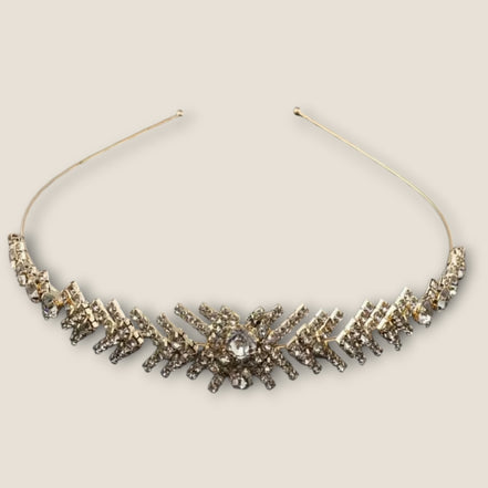 Strass diadeem met sierlijk takjespatroon – Goudkleurig – De HaarBoetiek