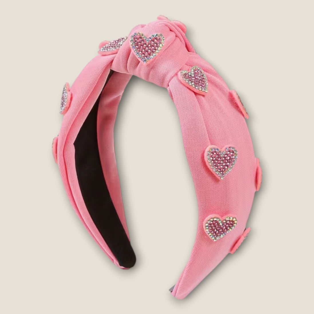 Roze Haarband Strass Hartjes – De HaarBoetiek