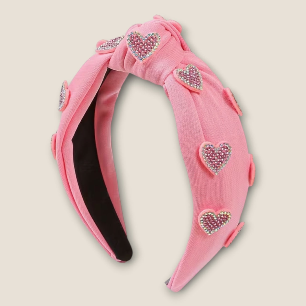Roze Haarband Strass Hartjes – De HaarBoetiek