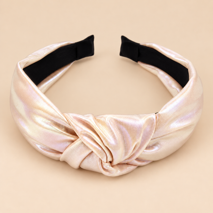 Glanzende Knoophaarband – Champagne – De HaarBoetiek