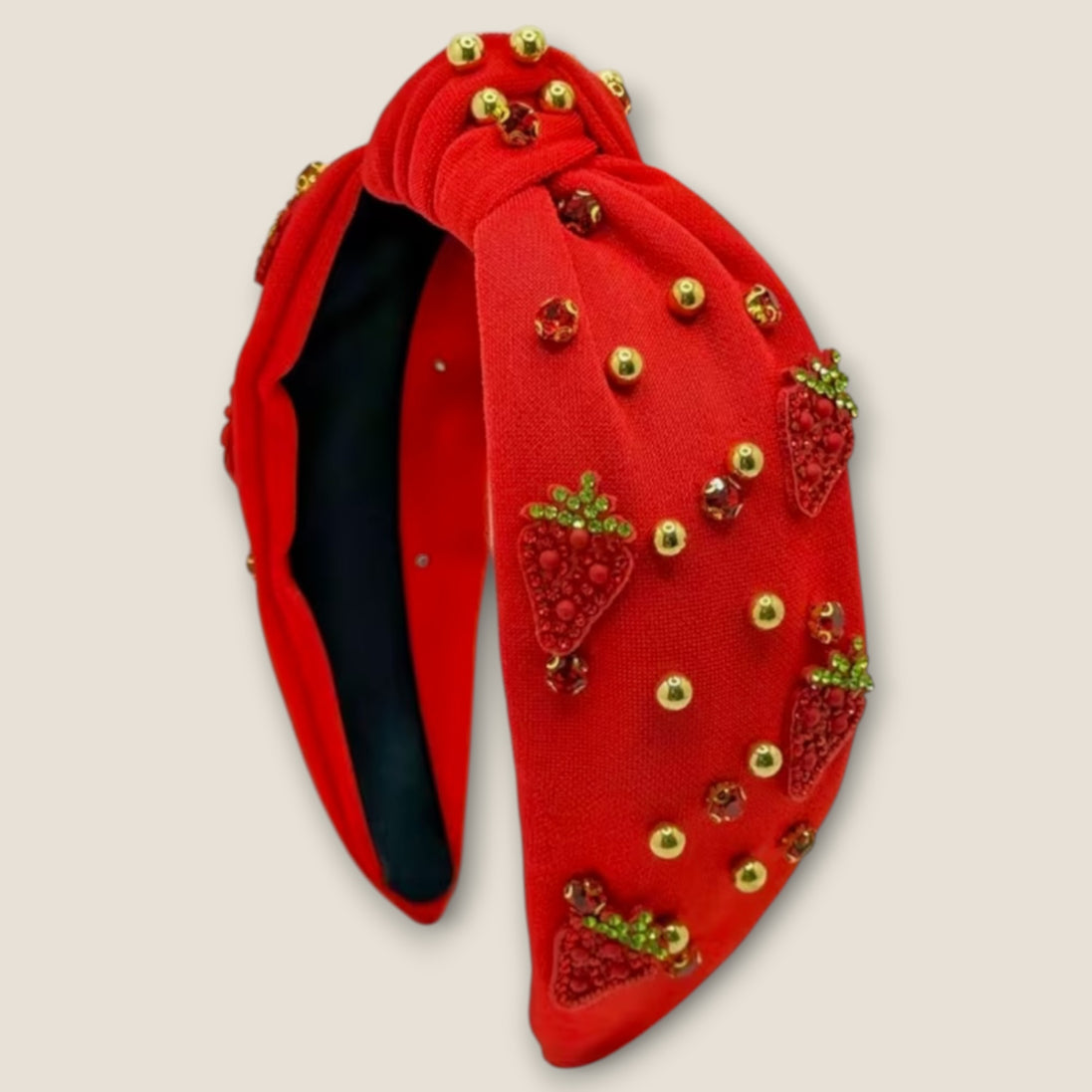 Rode Haarband Aardbei met Strass – De HaarBoetiek