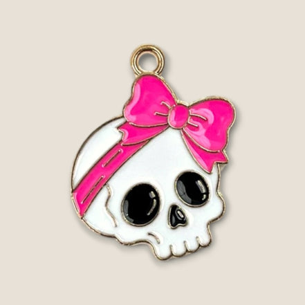 Haarbedel Skull Roze Strik