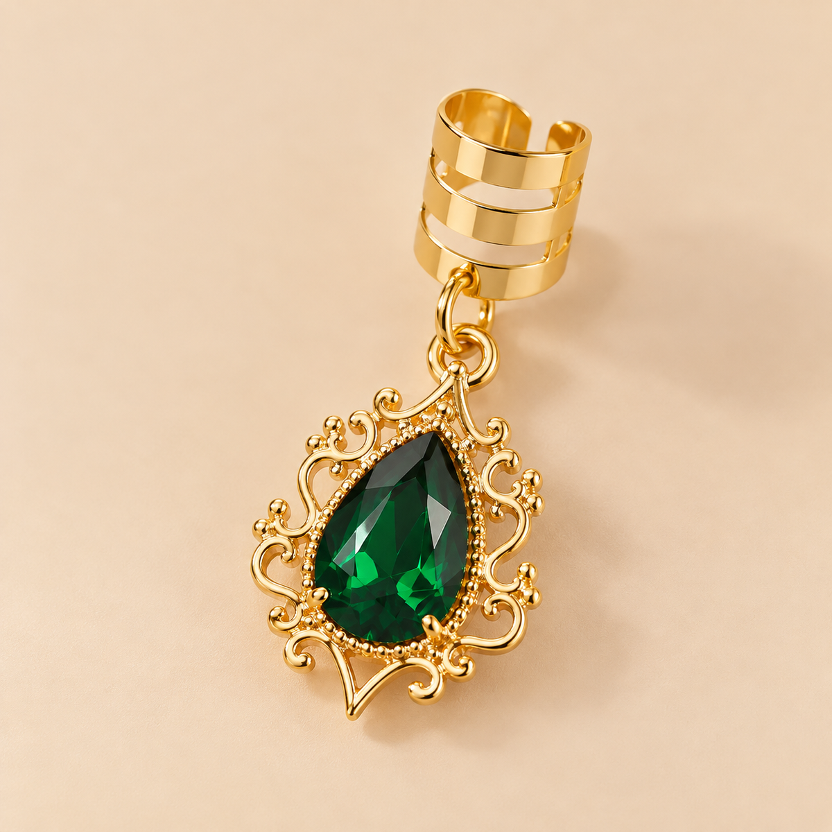 Haarbedel Goud met Smaragdgroene Steen – 1 Stuk – De HaarBoetiek