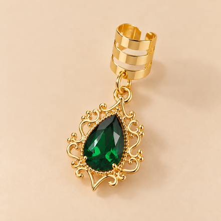 Haarbedel Goud met Smaragdgroene Steen – 1 Stuk – De HaarBoetiek
