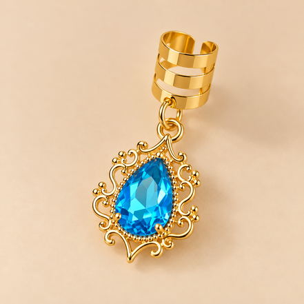 Haarbedel Goud met Turquoiseblauwe Steen – 1 Stuk – De HaarBoetiek