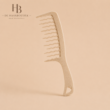 De HaarBoetiek beige krullenkam met grove tanden voor natuurlijke krullen en na het krullen