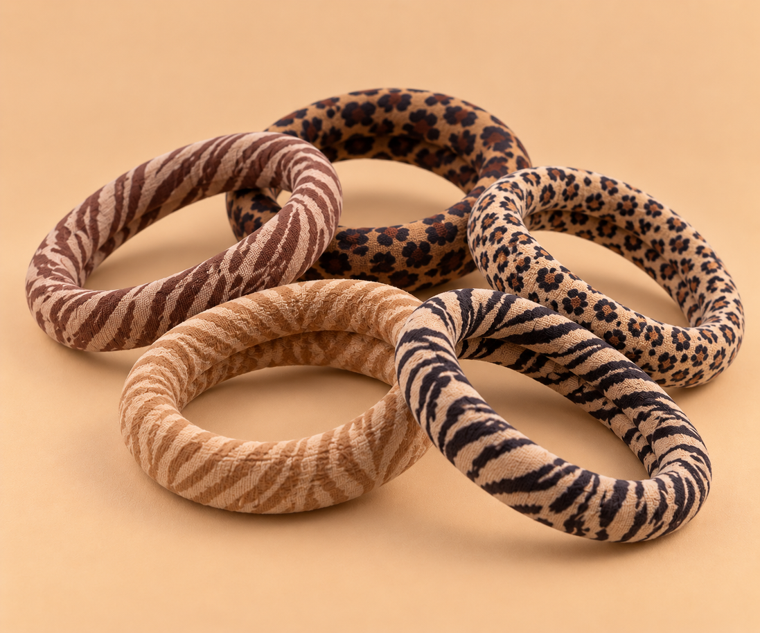 Haarelastieken Animal Print Multi Sorti – Set van 5 – De HaarBoetiek