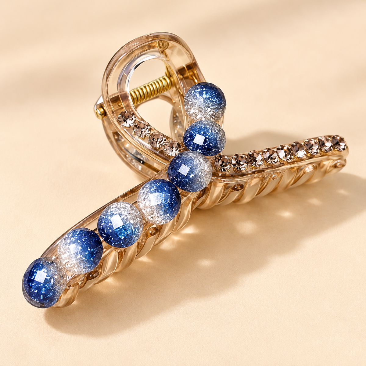 Luxe Haarklem Blauwe Glitterparels & Strass – De HaarBoetiek