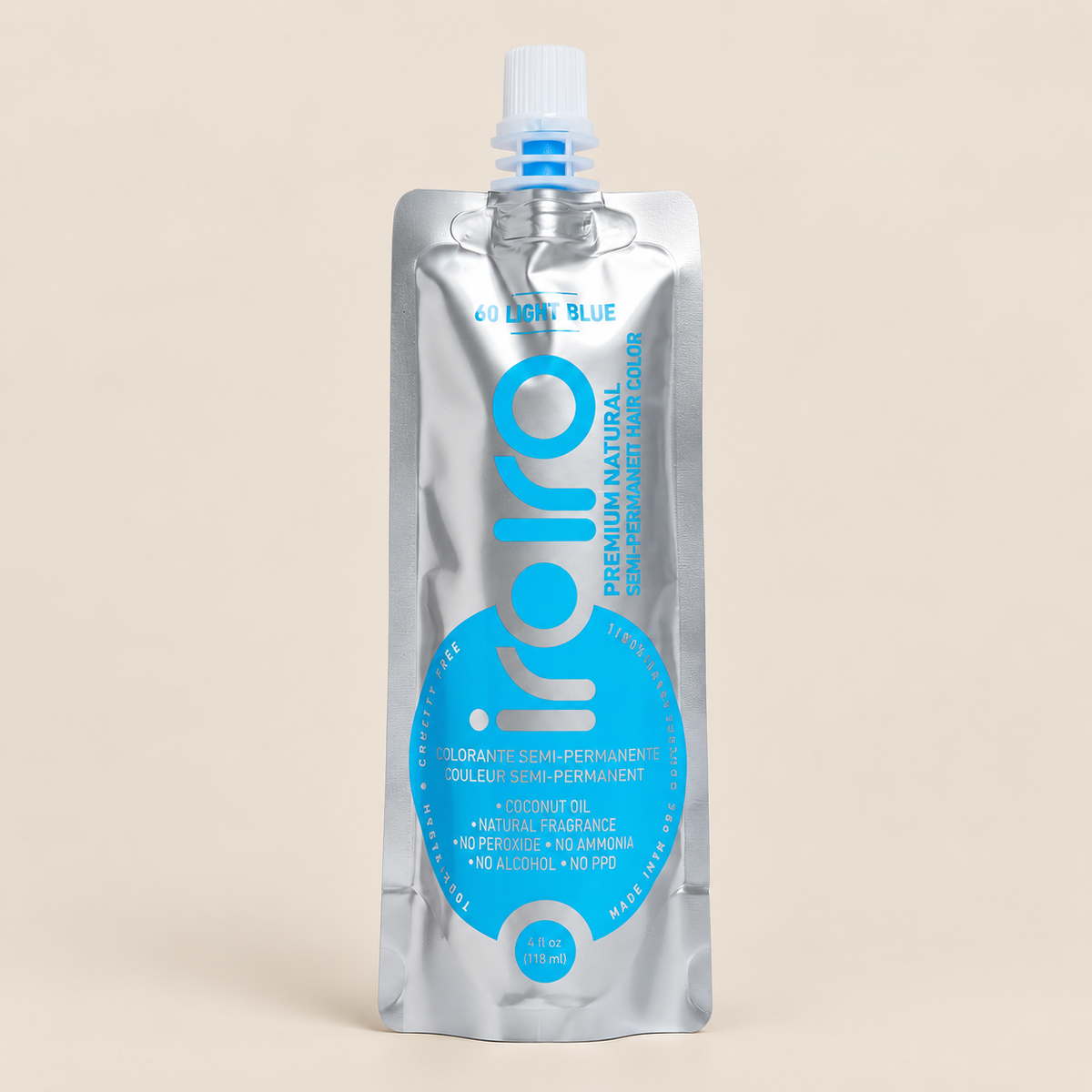 Iroiro 60 Light Blue – Lichtblauwe semi-permanente haarverf 118 ml – De HaarBoetiek
