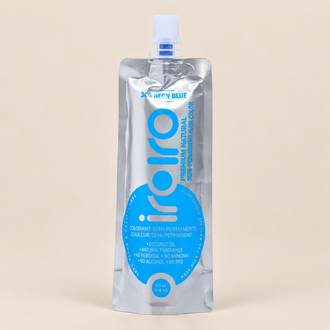 Iroiro 340 Neon Blue – Neonblauwe semi-permanente haarverf 118 ml – De HaarBoetiek