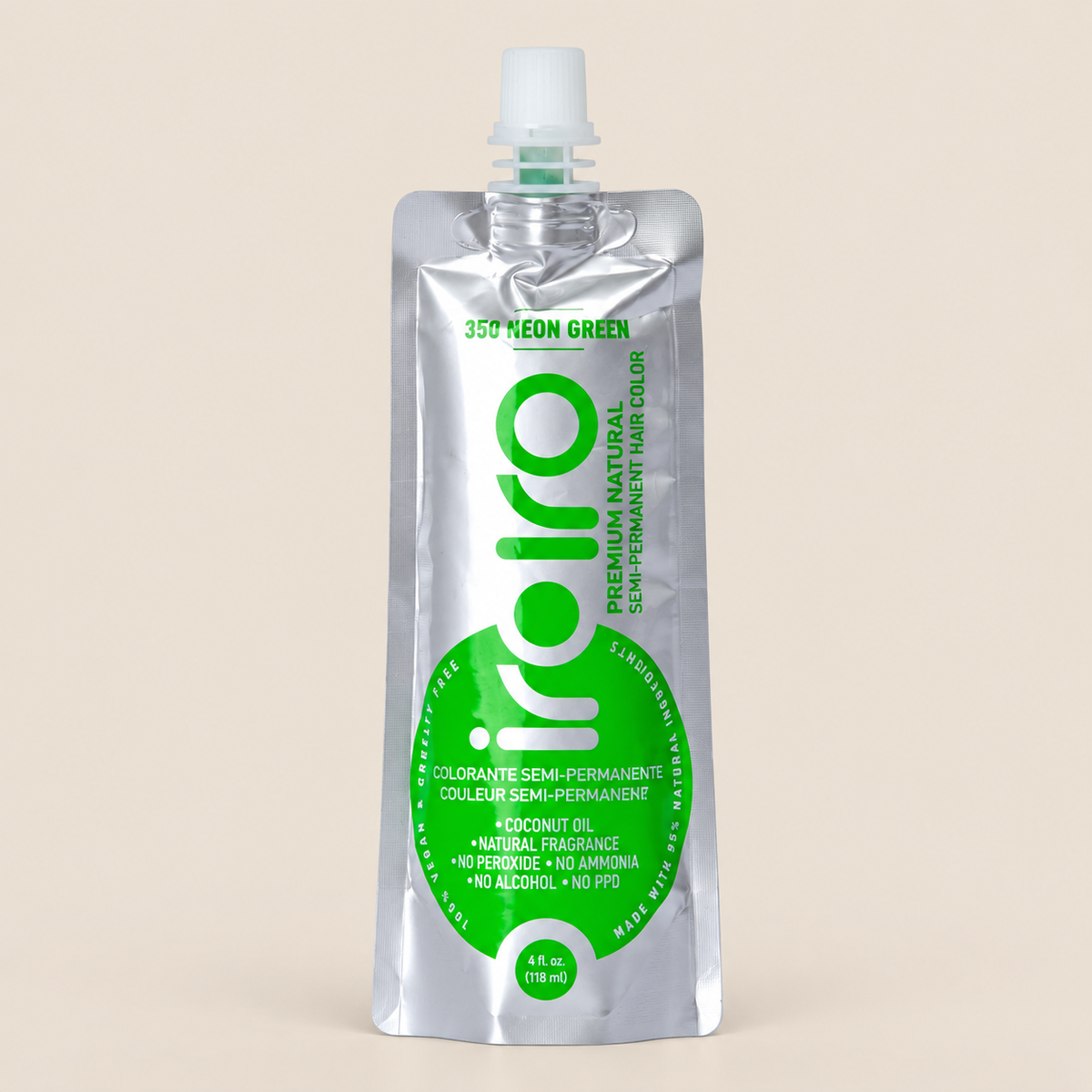 Iroiro 350 Neon Green – Neongroene semi-permanente haarverf 118 ml – De HaarBoetiek