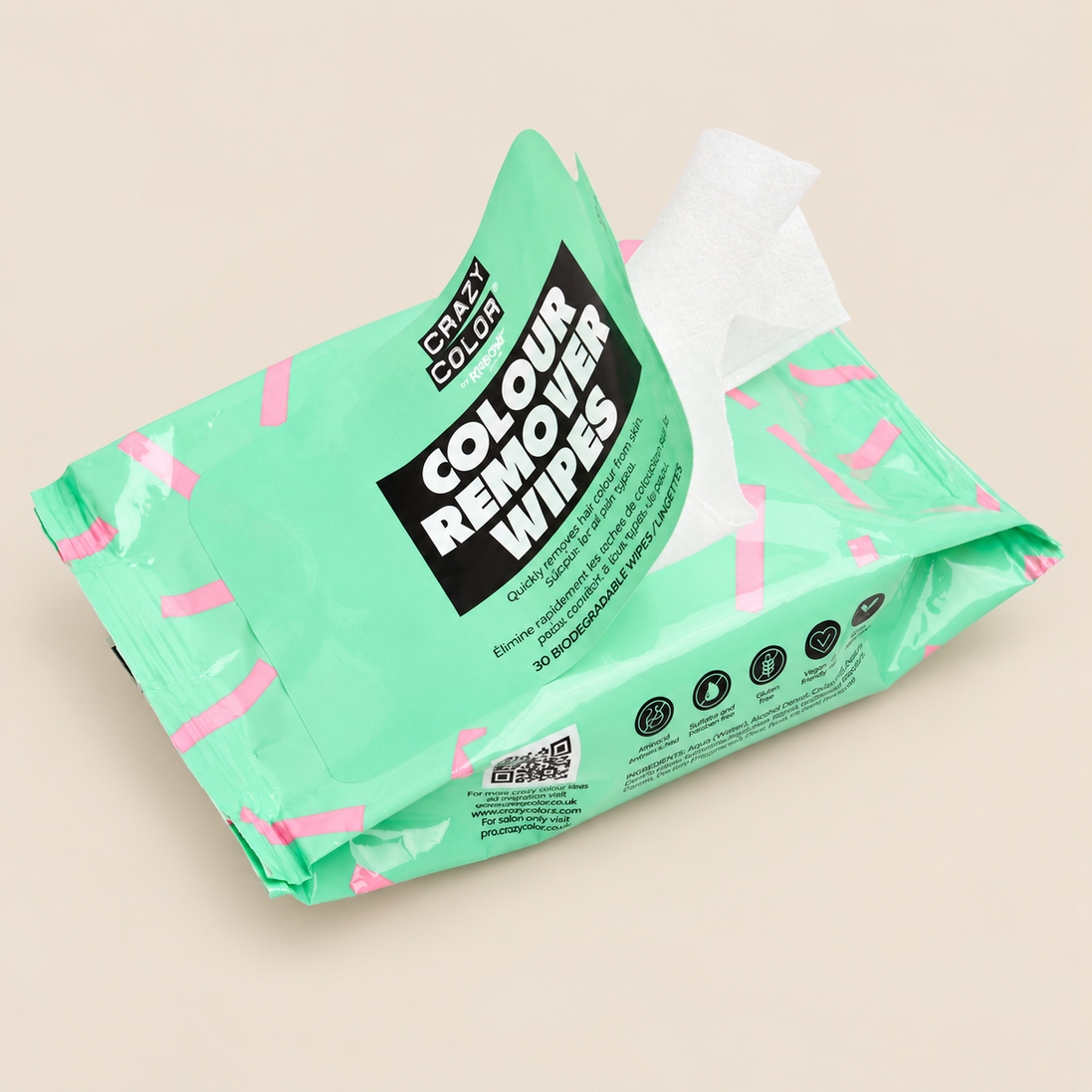 Crazy Color Colour Remover Wipes – Doekjes tegen verfvlekken op de huid, 30 stuks – De HaarBoetiek