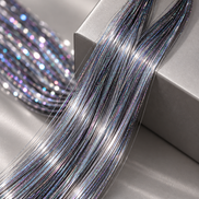 Hair Tinsel Gray grijs holografisch 120 cm De HaarBoetiek