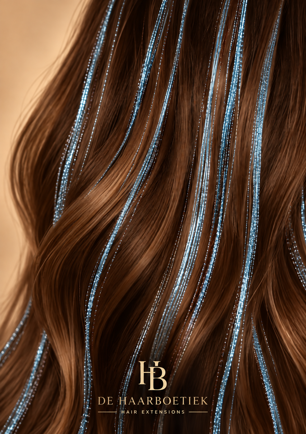 Hair Tinsel Light Blue lichtblauw in bruin haar – glanzende blauwe haar tinsel