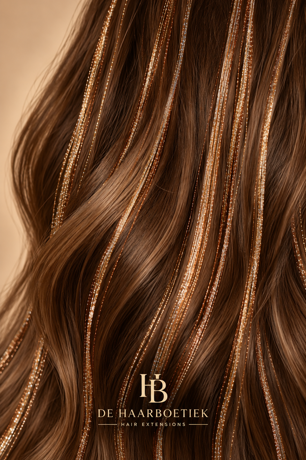 Hair Tinsel Yellow geel in bruin haar – de HaarBoetiek