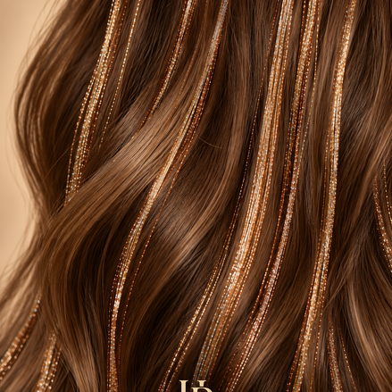 Hair Tinsel Yellow geel in bruin haar – de HaarBoetiek