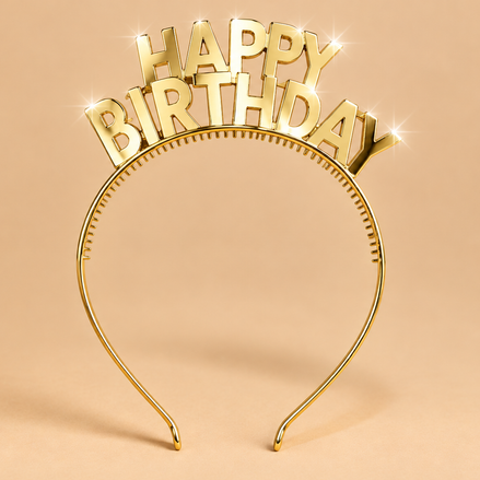 Happy Birthday Diadeem – Goud – De HaarBoetiek