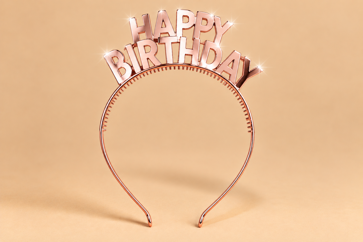 Happy Birthday Diadeem – Roségoud – De HaarBoetiek