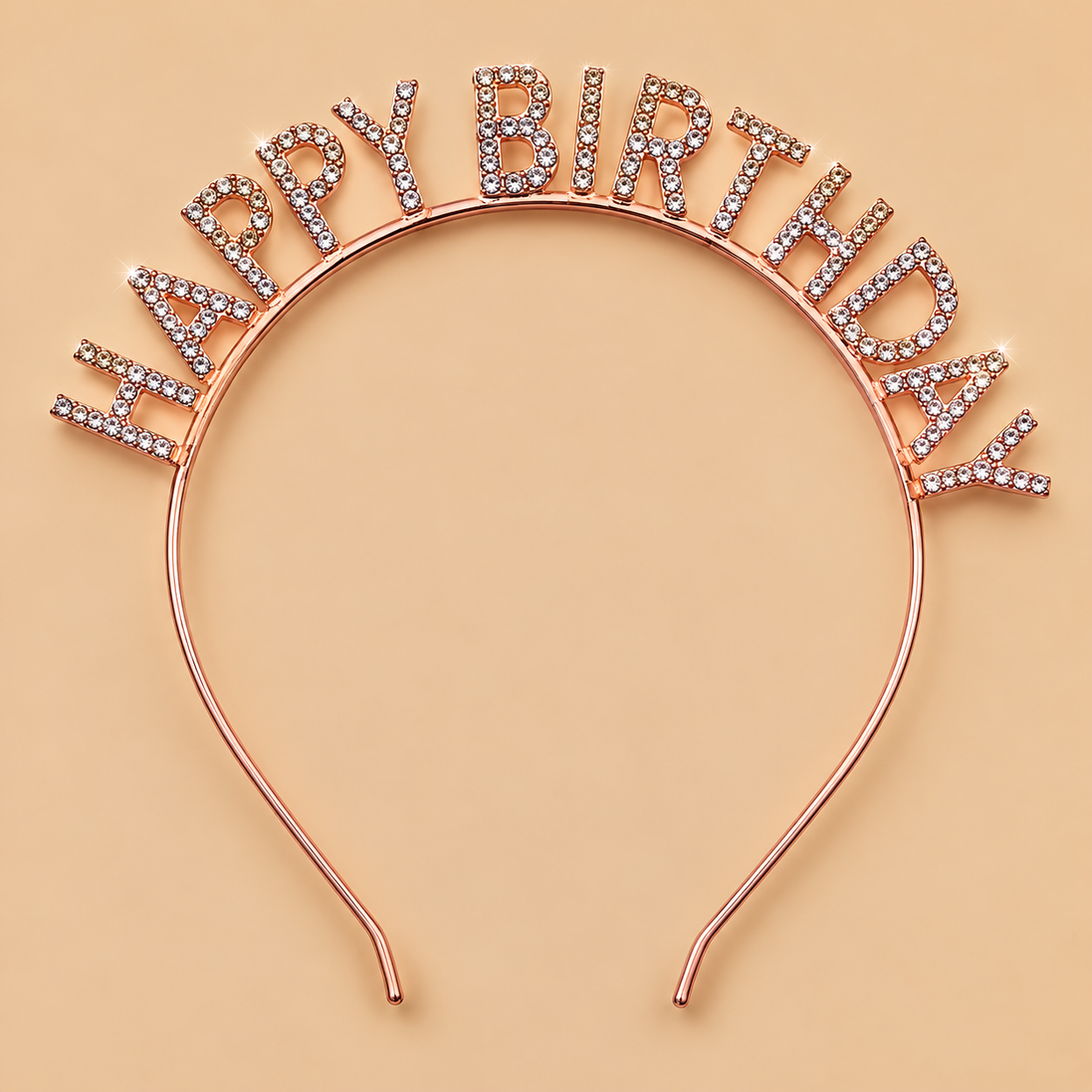 Happy Birthday Diadeem – Roségoud met Strass – De HaarBoetiek