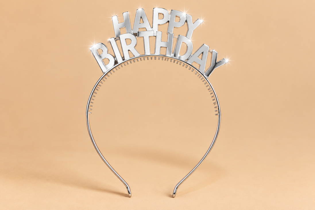 Happy Birthday Diadeem – Zilver – De HaarBoetiek