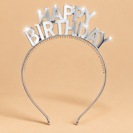 Happy Birthday Diadeem – Zilver – De HaarBoetiek