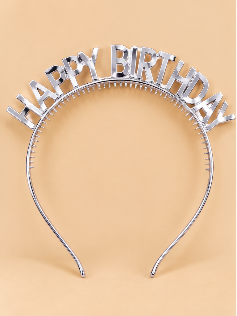 Happy Birthday Diadeem – Zilver Basic – De HaarBoetiek