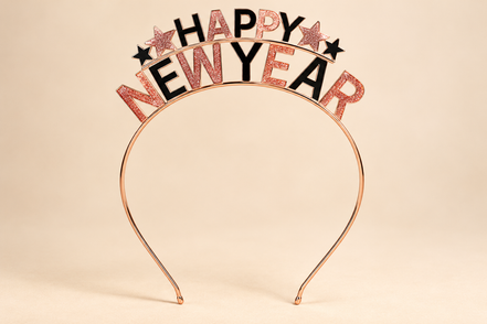 Happy New Year Diadeem – Roségoud met Glitter & Sterren – De HaarBoetiek