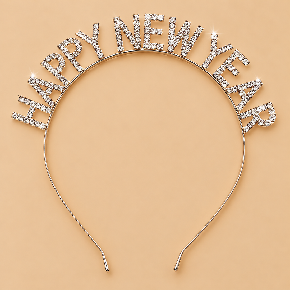 Happy New Year Diadeem – Strass met Dunne Metalen Band – De HaarBoetiek