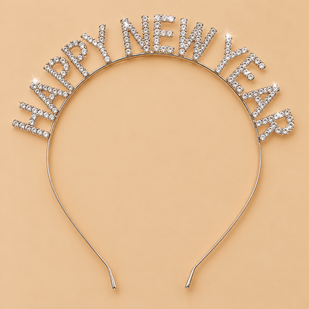 Happy New Year Diadeem – Strass met Dunne Metalen Band – De HaarBoetiek