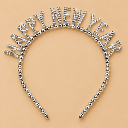 Happy New Year Diadeem – Zilver met Strass – De HaarBoetiek