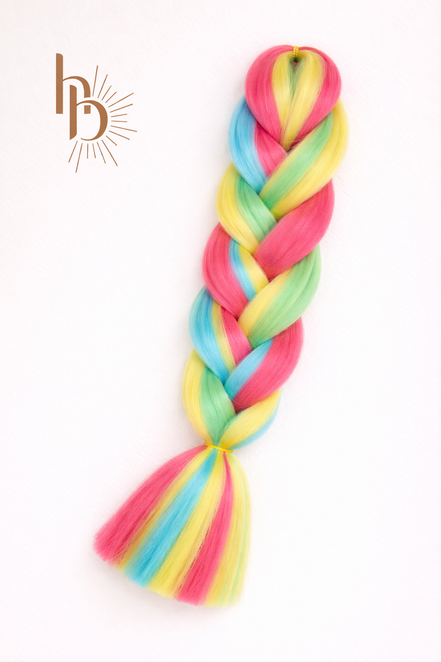 Premium invlecht haar roze - blauw - geel | De haarboetiek