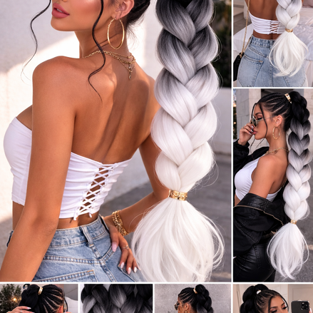 Invlecht haar ombre zwart-wit bundel deal - De HaarBoetiek