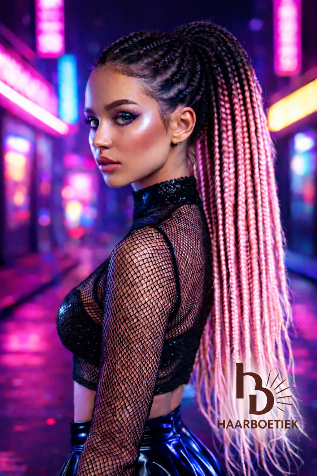 Invlecht haar licht roze - zwart | De haarboetiek
