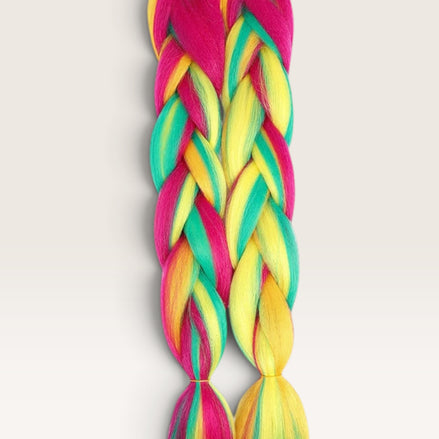 Multi color invlechthaar roze geel turquoise set